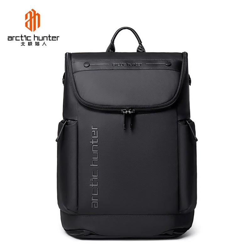 Arctic-Hunter-15.6-Inch-Laptop-Backpack-Waterproof-Business-Casual-Travel-Backpack-for-Men-Women_-B00465-_Black_---Front-view-showcasing-modern-design-and-Arctic-Hunter-branding