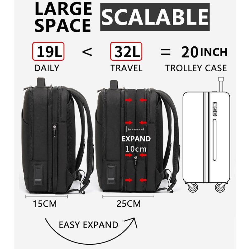 Arctic Hunter Expandable Travel Backpack Water Resistant 180° Opening Built In USB/Headphone Port Computer Bag for Men Women, B00350