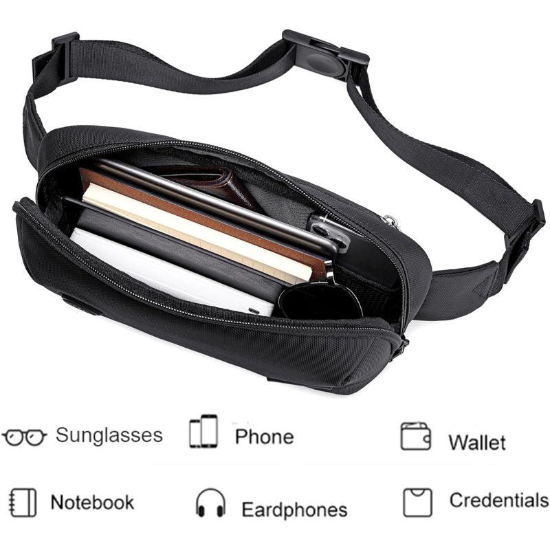 Durable and Water-Resistant Arctic Hunter Waist Bag with Anti-Theft Features - Ideal for Travel and Hiking Y00557 Black