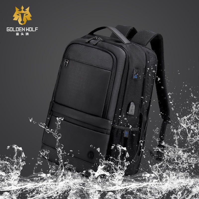 Arctic Hunter Golden Wolf 17-Inch Water-Resistant Expandable Laptop Backpack GB00402 Black