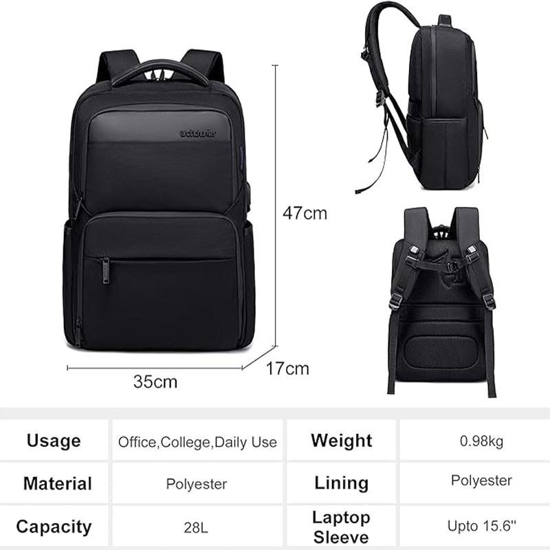 Arctic Hunter 23L Water-Resistant Daypack with USB Port, Anti-Theft Pockets, and Luggage Strap for Men and Women, Model B00113C