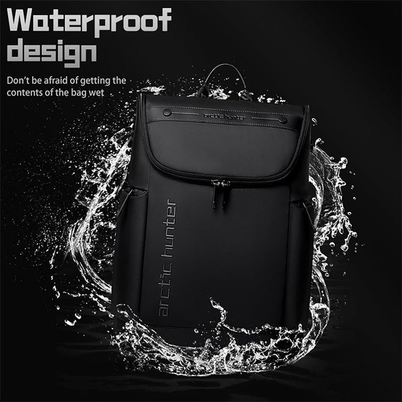 Arctic Hunter 15.6-Inch Laptop Backpack Waterproof Business Casual Travel Backpack for Men Women B00465 Black showcasing water proof feature