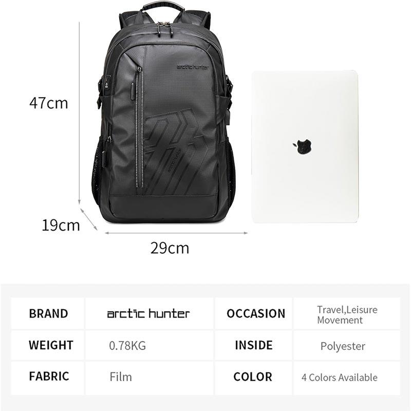 Arctic Hunter 26L Laptop Backpack - Water Resistant, Anti-Theft Pocket, USB Port, Premium Office Backpack B00387