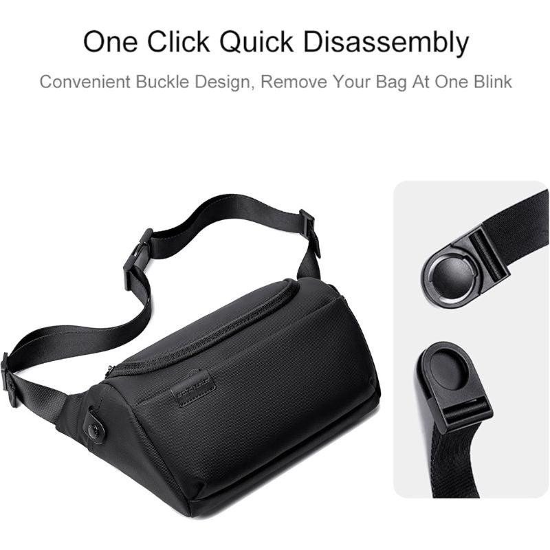 Arctic Hunter Crossbody Waist Belt Bag - Anti-Theft, Water Repellent Chest Bag for Men and Women - Perfect for Shopping, Travel, Office, and Hiking, Model Y00565 Black