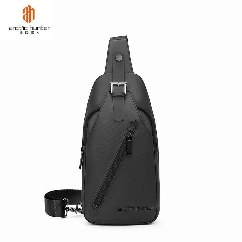 Durable Water-Resistant Arctic Hunter Side Bag with Built-In Earphone Jack for Men and Women – Perfect for Outdoor Travel, Business, and Daily Use XB13006 Black