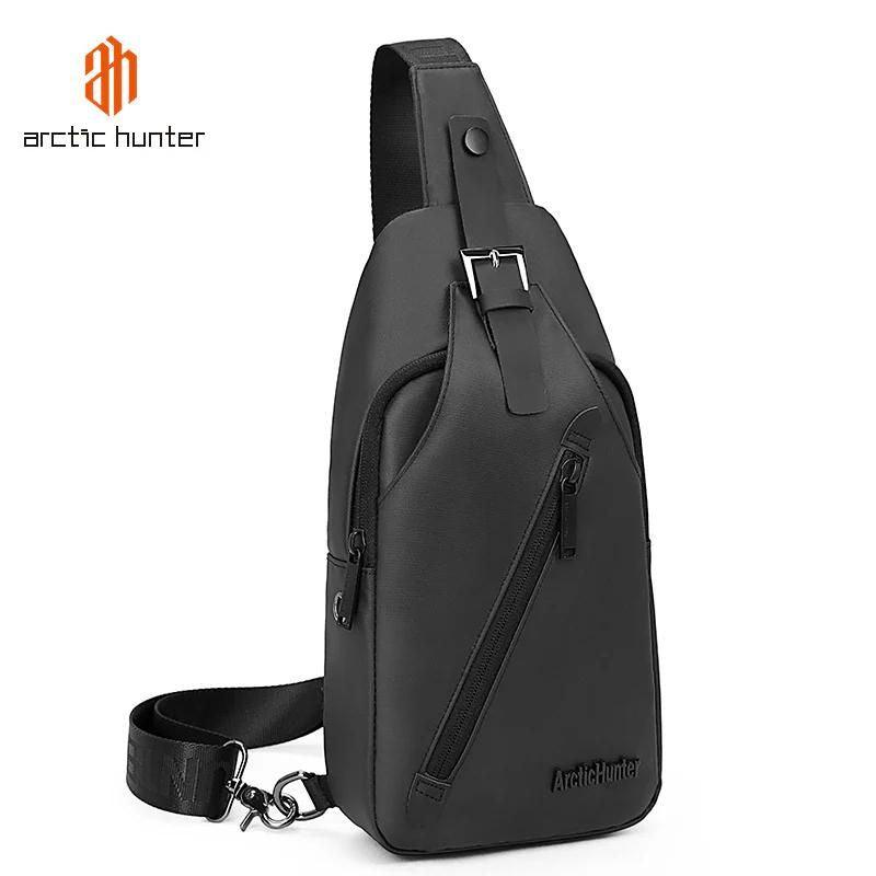 Durable Water-Resistant Arctic Hunter Side Bag with Built-In Earphone Jack for Men and Women – Perfect for Outdoor Travel, Business, and Daily Use XB13006 Black