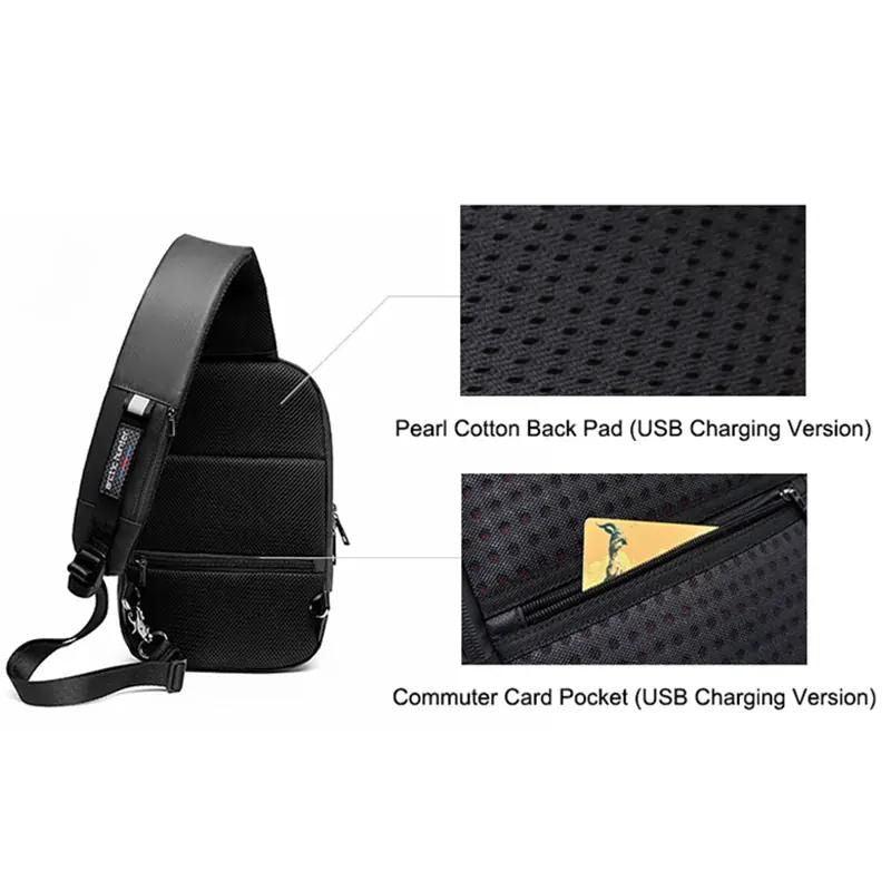 Arctic Hunter Water-Resistant Anti-Theft Cross-Body Sling Bag with USB Port - Unisex Travel & Business Shoulder Bag, Model XB00080 Black