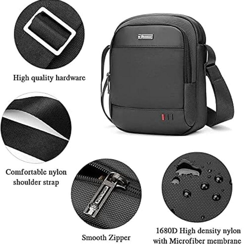 Arctic Hunter Unisex Water-Resistant Sling Bag with Anti-Theft Features and iPad Compartment, K00063 Black