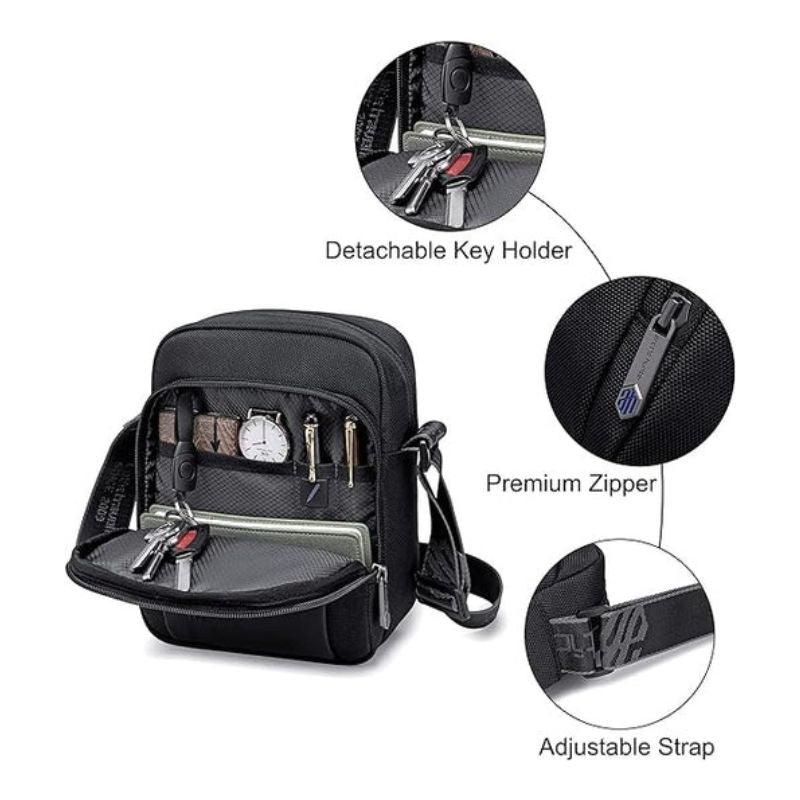 Arctic Hunter Premium Unisex Sling Bag - Water-Resistant Polyester Cross Body Bag with Anti-Theft Features for Travel, Business, and Daily Use, Model K00542 Black