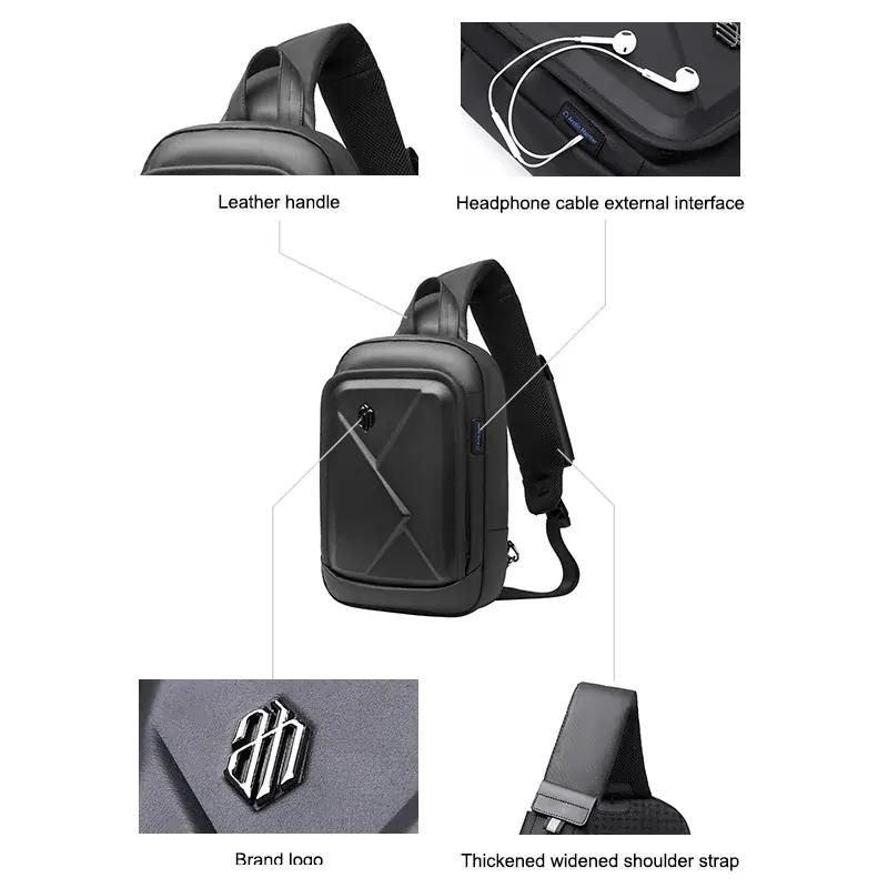 Arctic Hunter Water-Resistant Anti-Theft Cross-Body Sling Bag with USB Port - Unisex Travel & Business Shoulder Bag, Model XB00080 Black